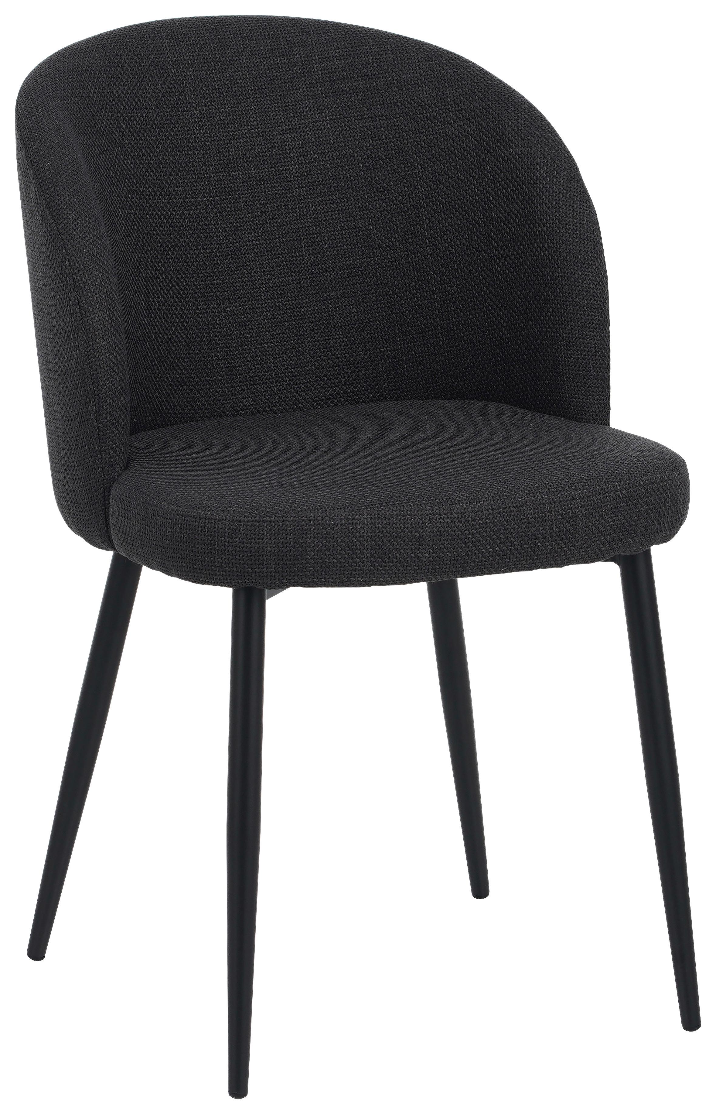 Vierfußstuhl Flo Webstoff Anthrazit, B: 49 cm - Anthrazit/Schwarz, KONVENTIONELL, Textil/Metall (49/78/58cm) - MID.YOU