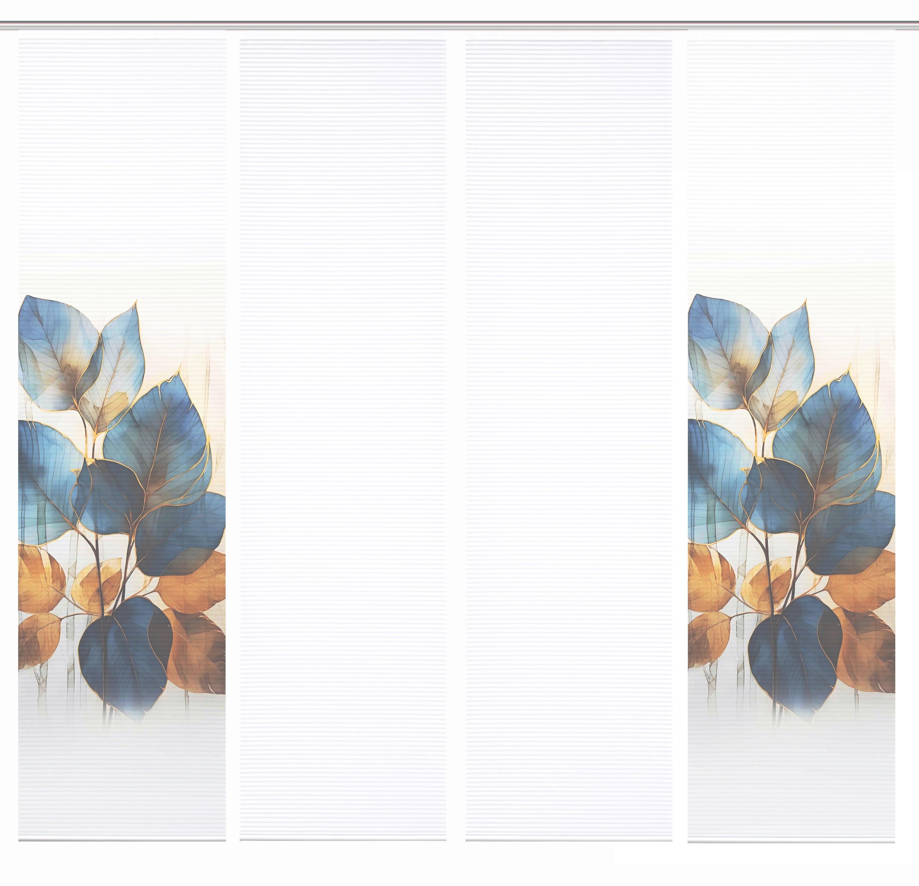 Flächenvorhang Thalin 4er Set - Blau/Weiß, Natur, Textil (60/245cm)