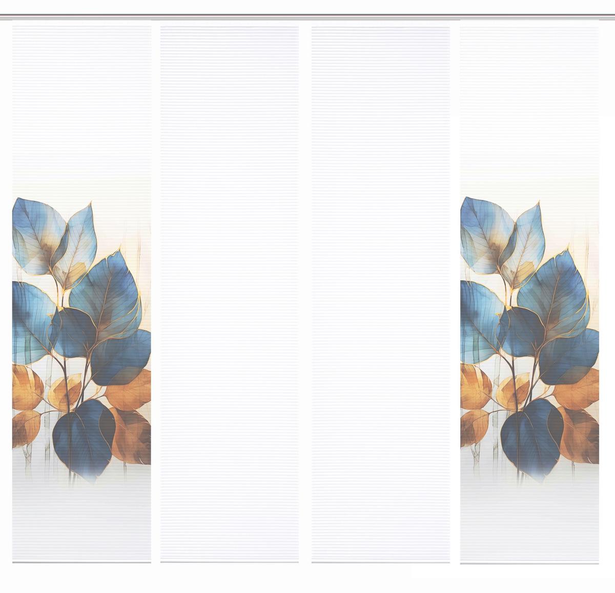 Flächenvorhang Thalin 4er Set - Blau/Weiß, Natur, Textil (60/245cm)