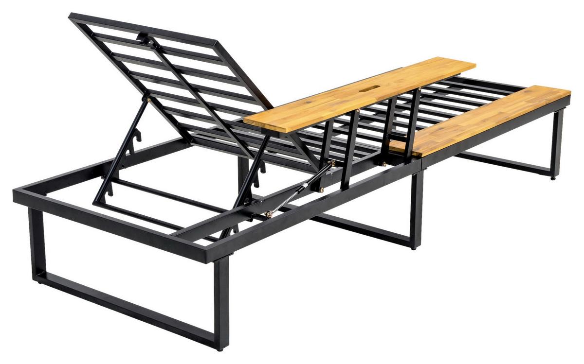 Sonnenliege Victoria - Anthrazit/Grau, MODERN, Holz/Kunststoff (75/38/200cm) - Beldano