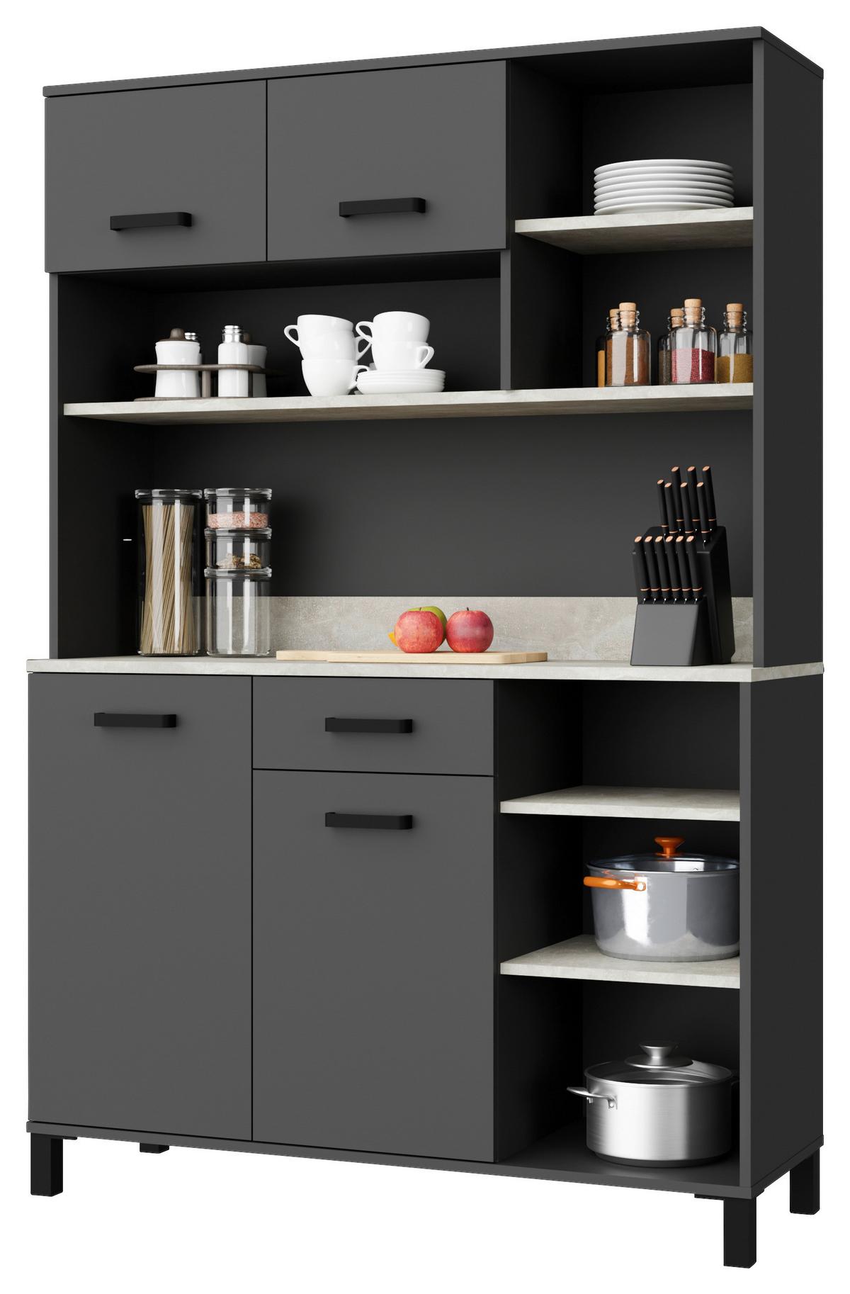 Buffet Linda Anthrazit, Hellgrau B: 119,1cm - Anthrazit/Hellgrau, KONVENTIONELL, Holzwerkstoff (119,1/177/40cm) - P & B