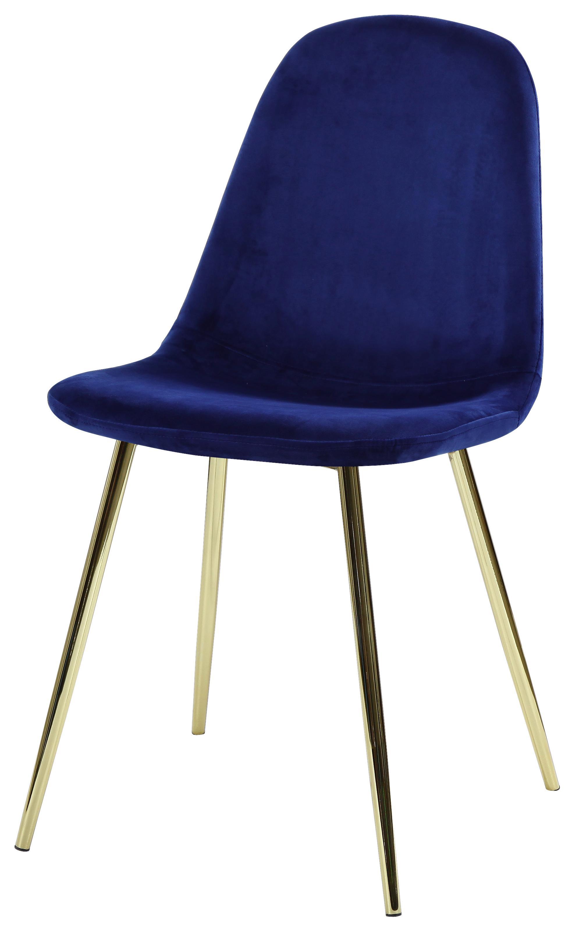 Stuhl Artdeco B: 44 cm Blau - Blau/Goldfarben, MODERN, Textil/Metall (45/85/54cm) - Luca Bessoni