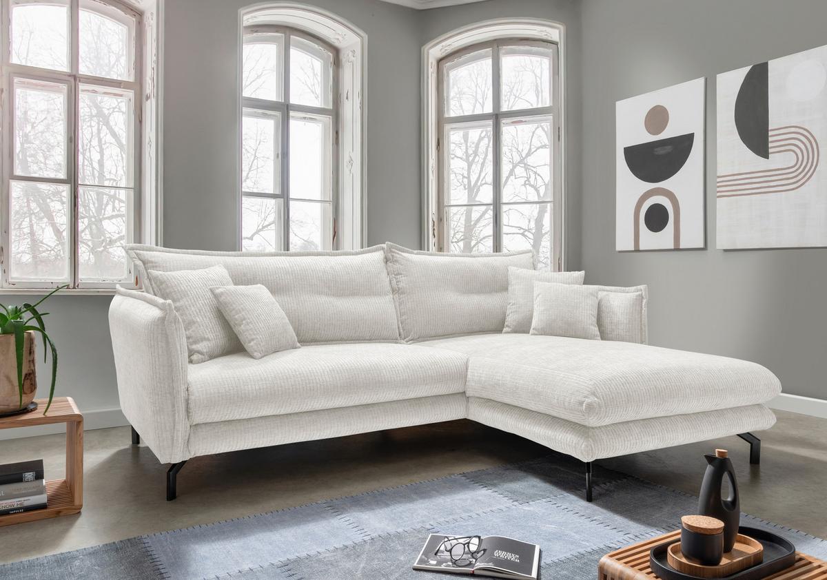 Ecksofa Lava - Creme/Schwarz, Design, Textil (255/180cm) - Livetastic