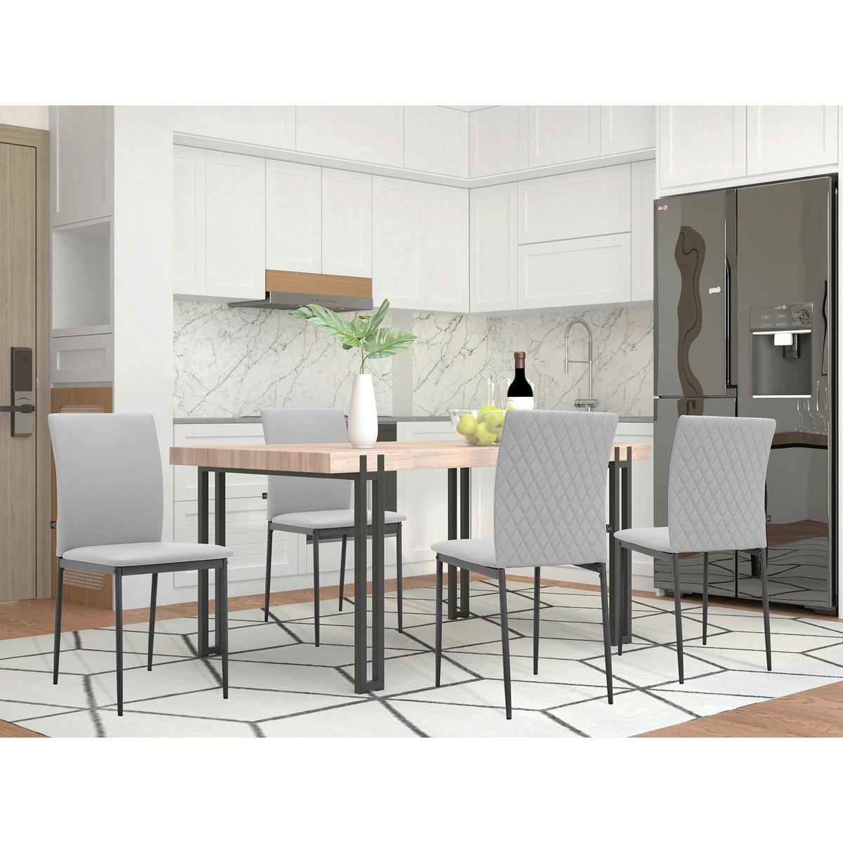 Stuhl-Set Pavia Hellgrau B: 44cm 4--Teilig - Hellgrau/Schwarz, Design, Textil/Metall (44/88/51cm) - MID.YOU