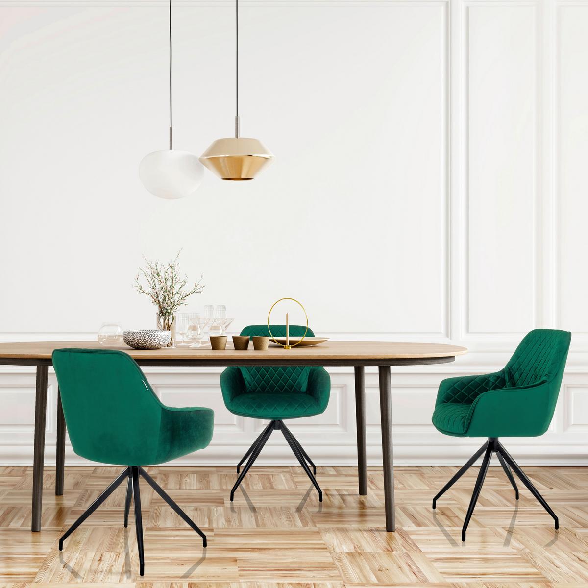 Armlehnstuhl Elverum Grün B: 58 Cm - Schwarz/Grün, MODERN, Textil/Metall (58/87/57cm) - MID.YOU