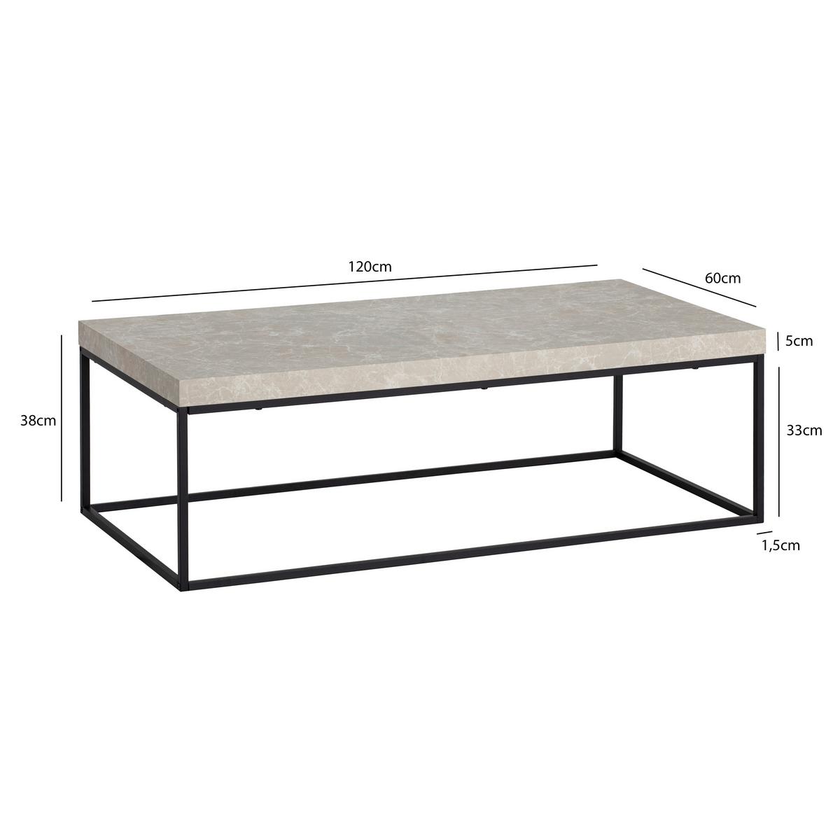 Couchtisch Sandfarben L: 120 Cm - Sandfarben/Schwarz, Design, Holzwerkstoff/Metall (120/60/38cm) - Livetastic