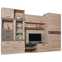 Szekrénysor Rossa Ii - bézs/tölgyfa színű, Modern, faalapú anyag/Üveg (300/200/52cm)
