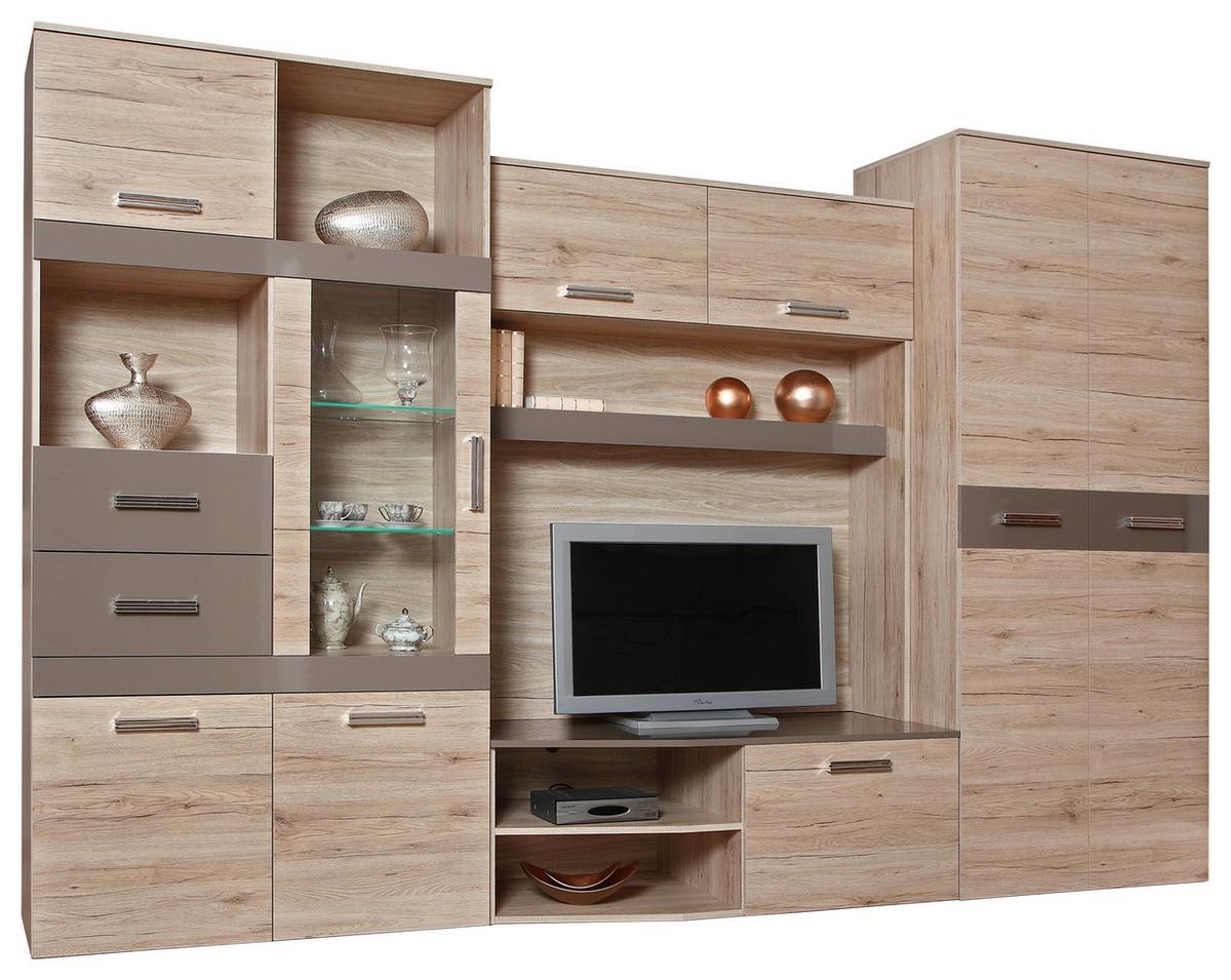 Szekrénysor Rossa Ii - bézs/tölgyfa színű, Modern, faalapú anyag/Üveg (300/200/52cm)