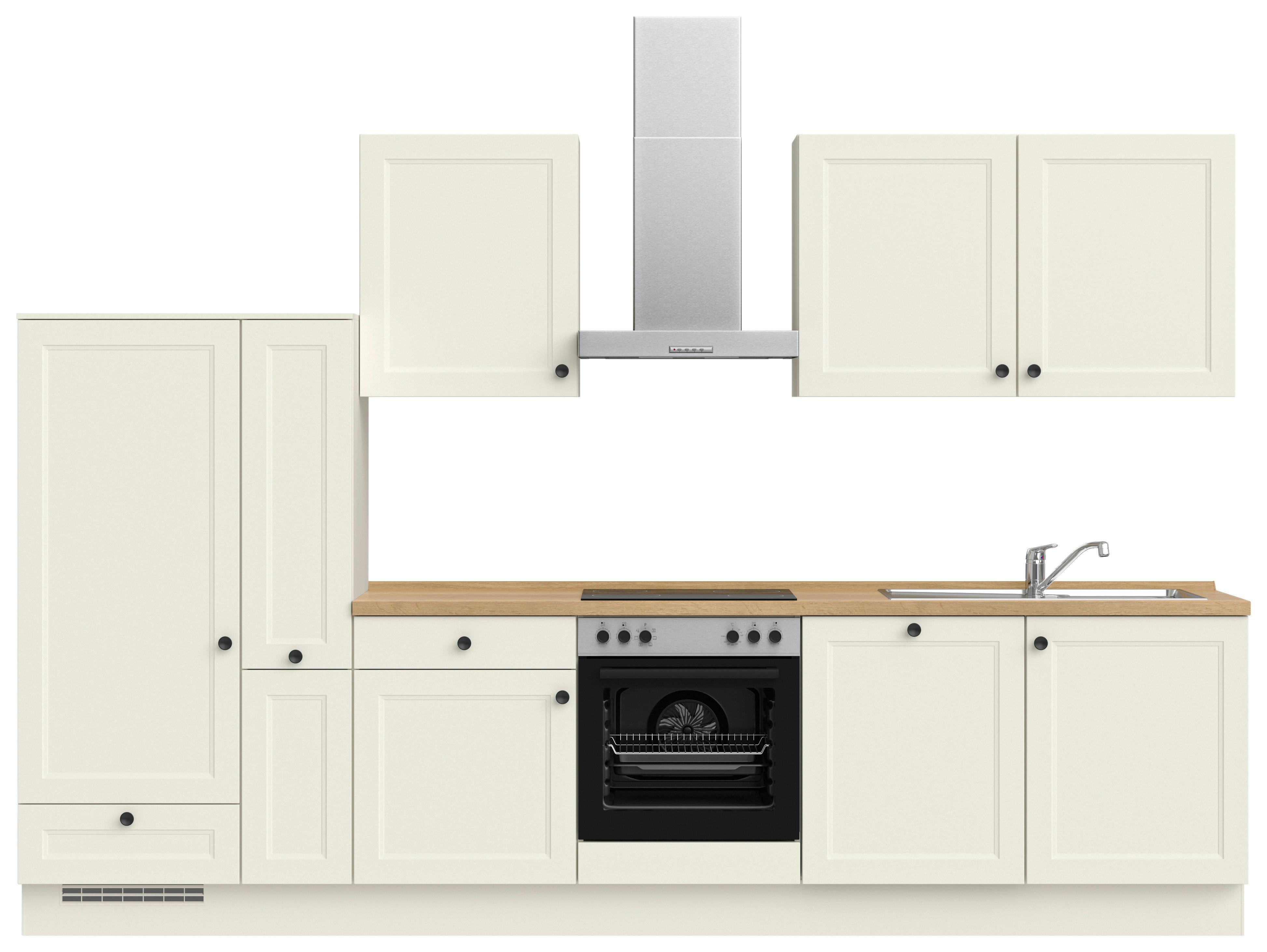 Kuchyňská linka 330 cm, bílá - bílá/barvy dubu, Moderní, kov/kompozitní dřevo (330cm) - Nobilia