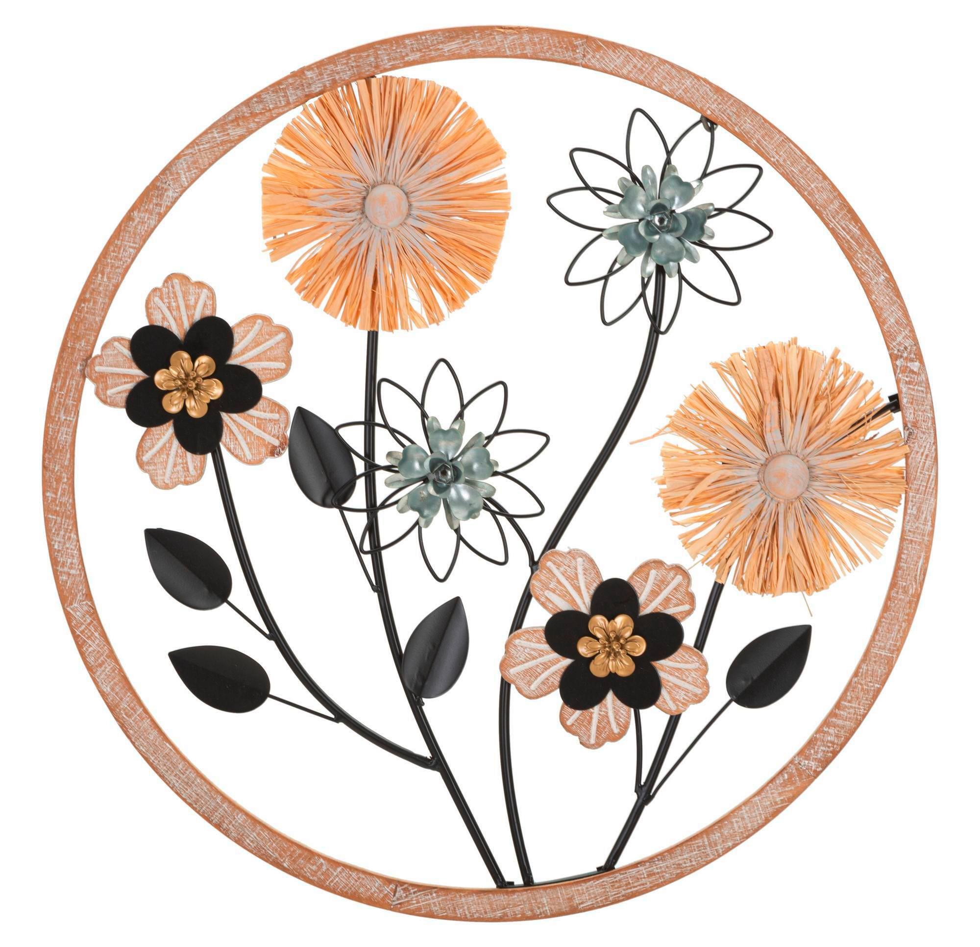 Wanddeko Iron/wood Naturfarbe/gold/schwarz B:50cm - Goldfarben/Schwarz, Basics, Holzwerkstoff/Metall (50/50/3cm)
