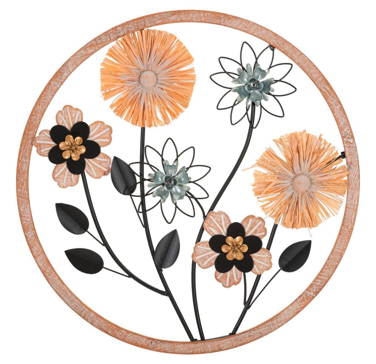 Wanddeko Iron/wood Naturfarbe/gold/schwarz B:50cm - Goldfarben/Schwarz, Basics, Holzwerkstoff/Metall (50/50/3cm)