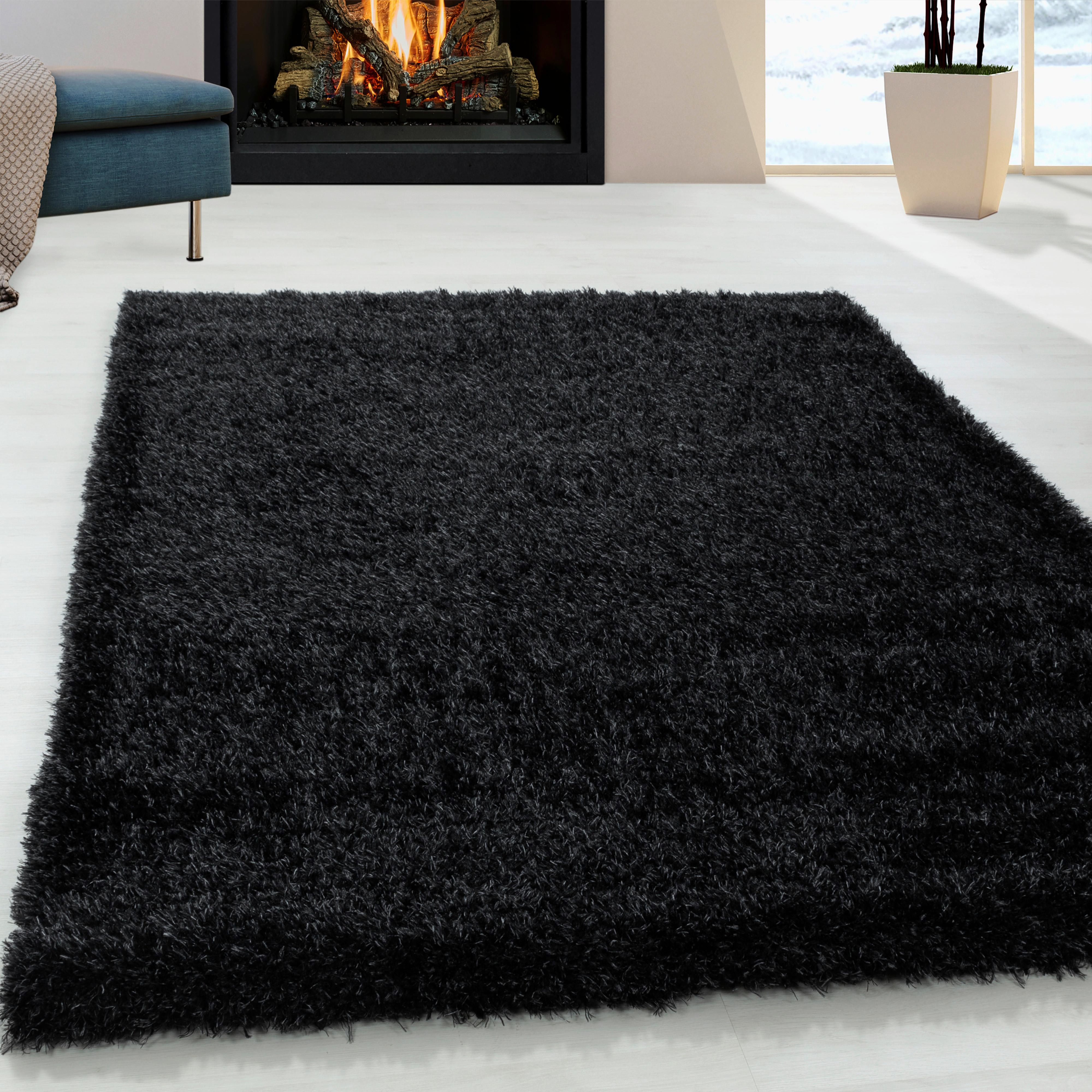 Hochflor Teppich Schwarz Brilliant 120x170 Cm - Schwarz, Basics, Textil (120/170cm)