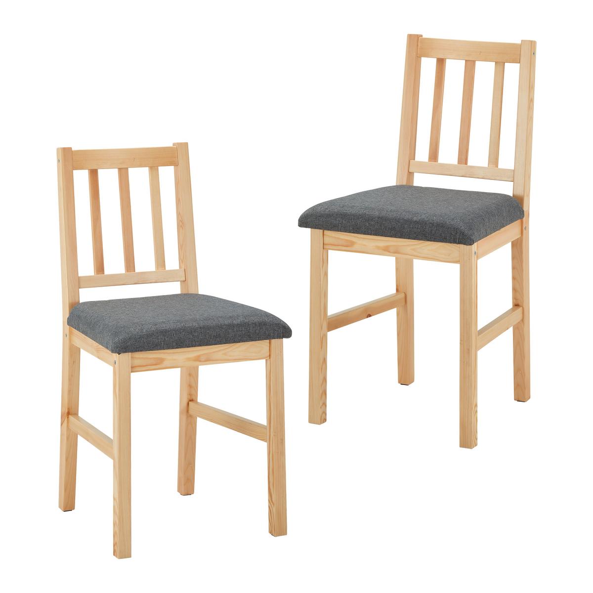 Sada židlí 2ks NICOLAS šedá - barvy borovice/šedá, Moderní, dřevo/textil (41/85/45cm) - PBJ