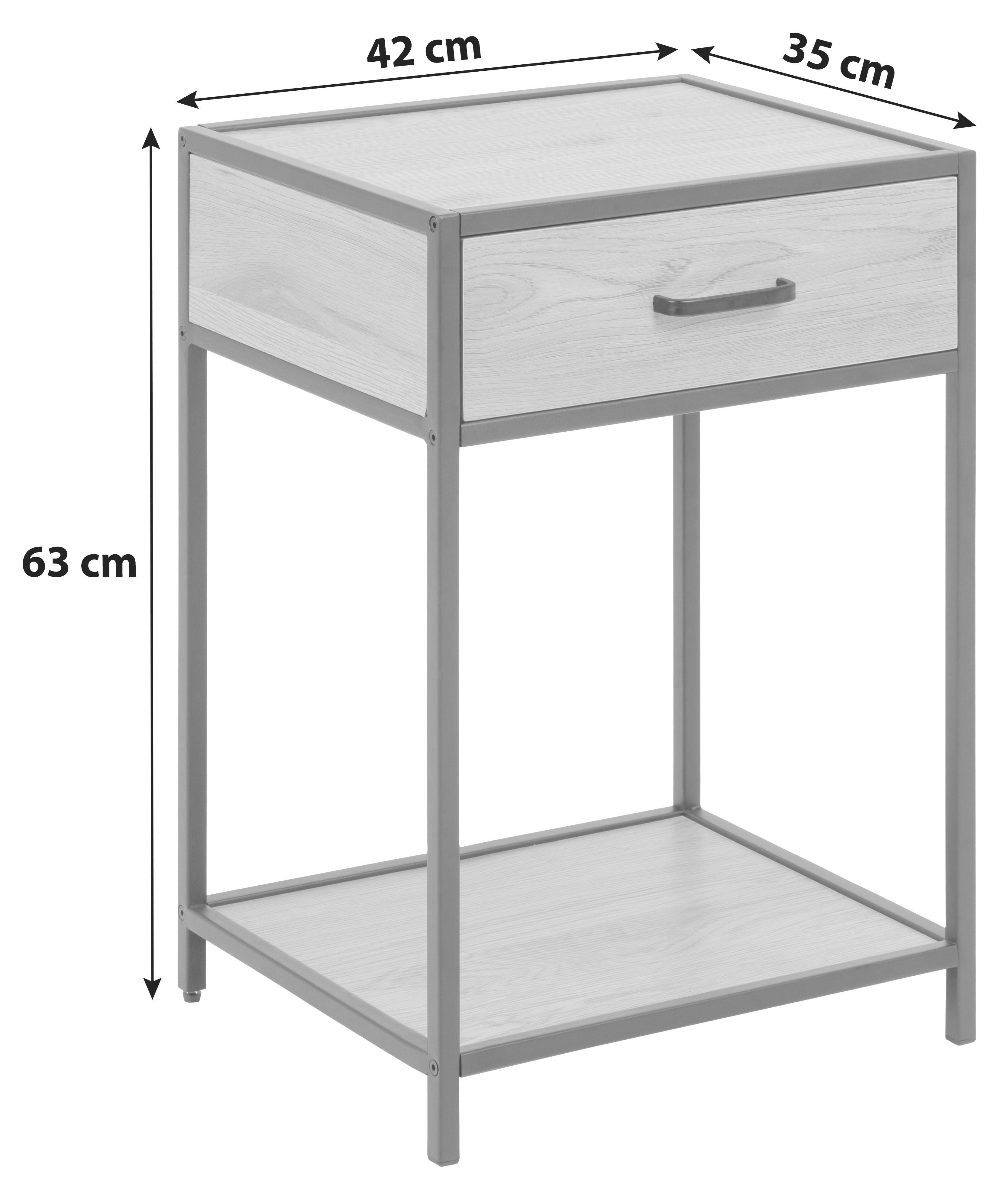 Puristisches Nachtkästchen in Schwarz und Wildeiche Dekor