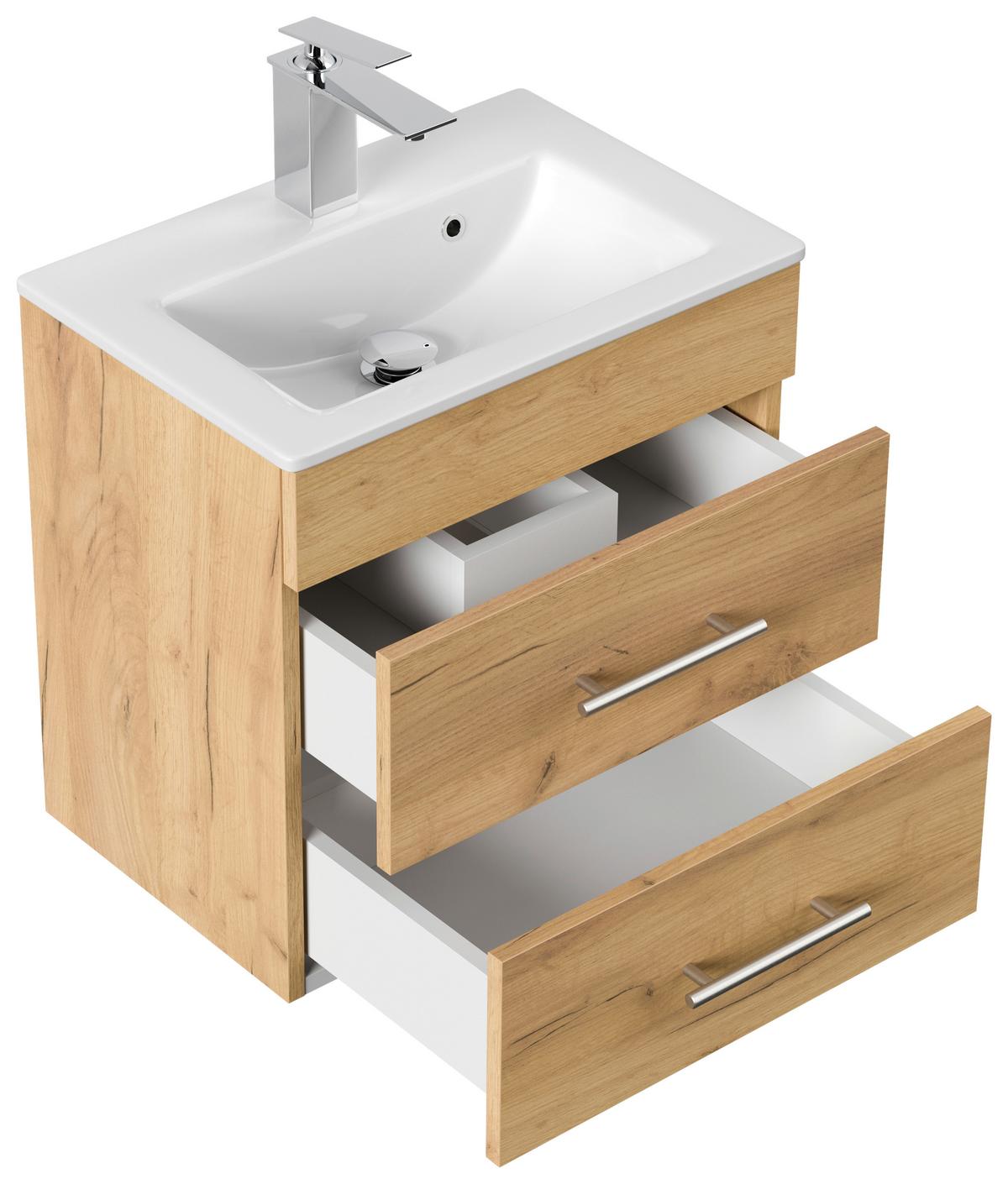 Badezimmer Portus Eiche Dekor B: 50 cm - Eichefarben/Weiß, MODERN, Holzwerkstoff (50cm) - MID.YOU