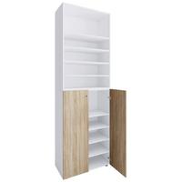 Schuhschrank Lona Weiß Sonoma Eiche Dekor - Schwarz/Weiß, Design, Holzwerkstoff (70/220/40cm) - MID.YOU
