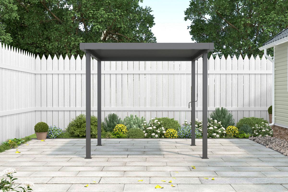 Pergola Origin BBQ 258x258 cm Stahl, Lamellen verstellbar - Anthrazit, Basics, Metall (258/235/258cm) - Gardenson