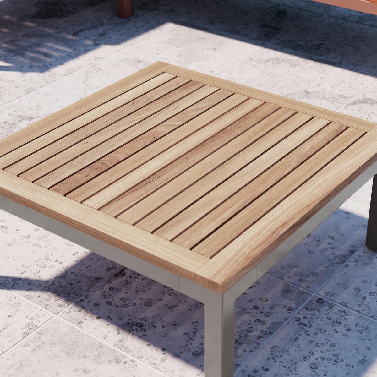 TERASOVÁ SEDACIA SÚPRAVA LIA - sivohnedá/farba akácie, Modern, kov/drevo (138/77/207cm) - Mömax