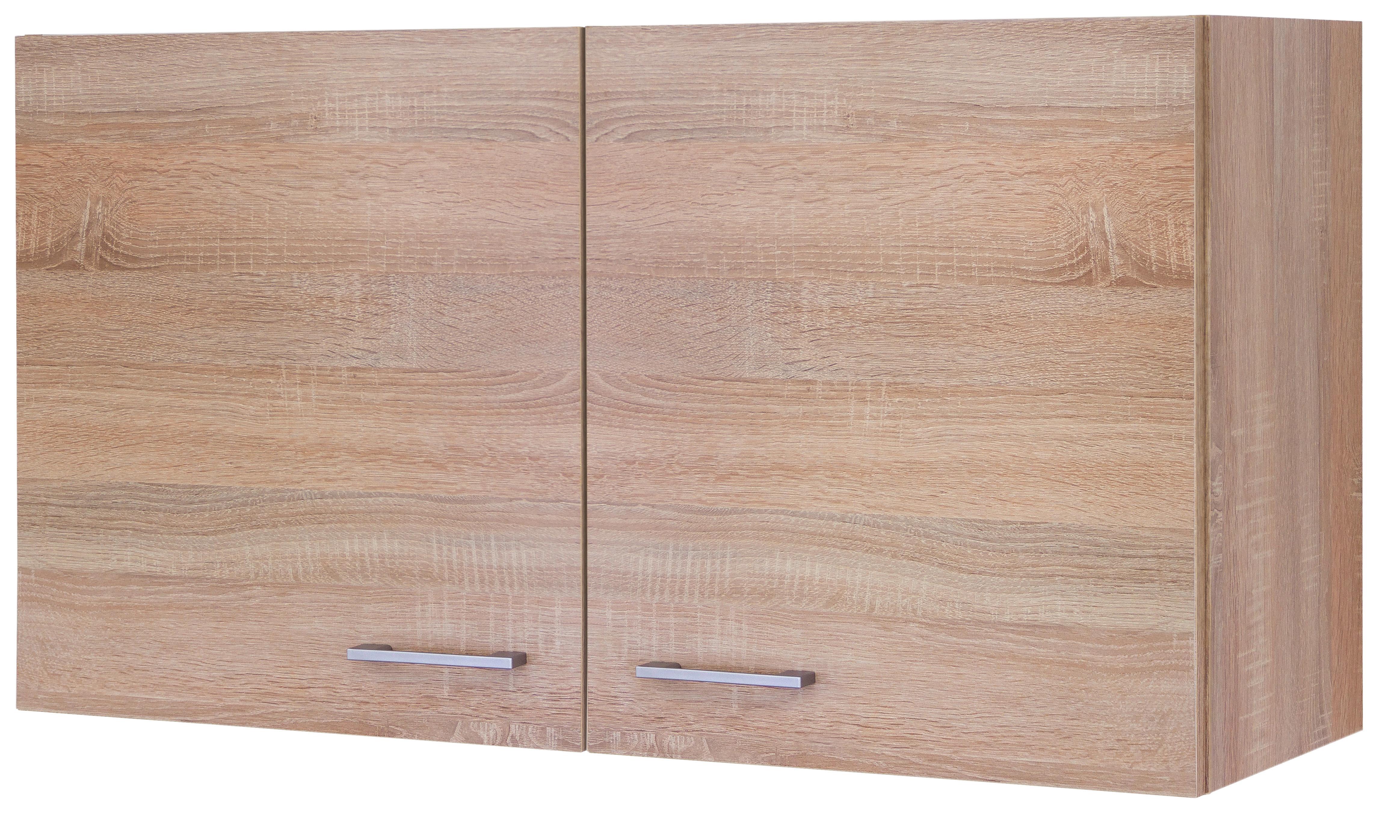 Küchenoberschrank Samoa B: 100 cm Eiche Dekor 2 Drehtüren - Weiß/Sonoma Eiche, KONVENTIONELL, Holzwerkstoff (100/54,8/32cm)
