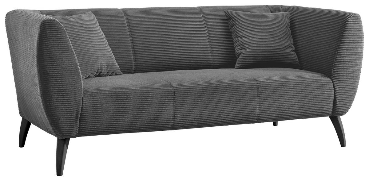 3-Sitzer-Sofa Colori Grau Rücken Echt - Schwarz/Grau, MODERN, Textil (208/83/88cm) - MID.YOU