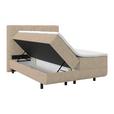Polsterbett mit Matratze 140x200 London Beige - Beige/Schwarz, MODERN, Holzwerkstoff/Textil (140/200cm) - Luca Bessoni