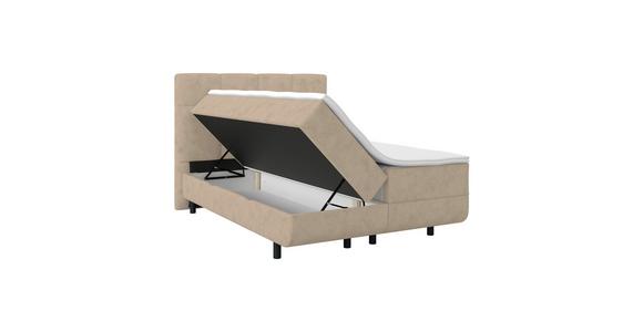 Polsterbett mit Matratze 140x200 London Beige - Beige/Schwarz, MODERN, Holzwerkstoff/Textil (140/200cm) - Luca Bessoni