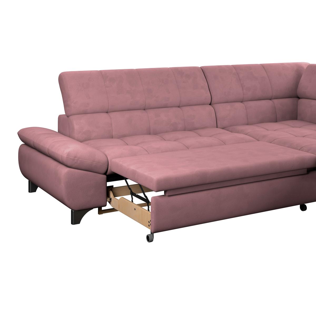 Ecksofa Gemini Rosa, B: 312cm - Chromfarben/Rosa, KONVENTIONELL, Textil (312/234cm)