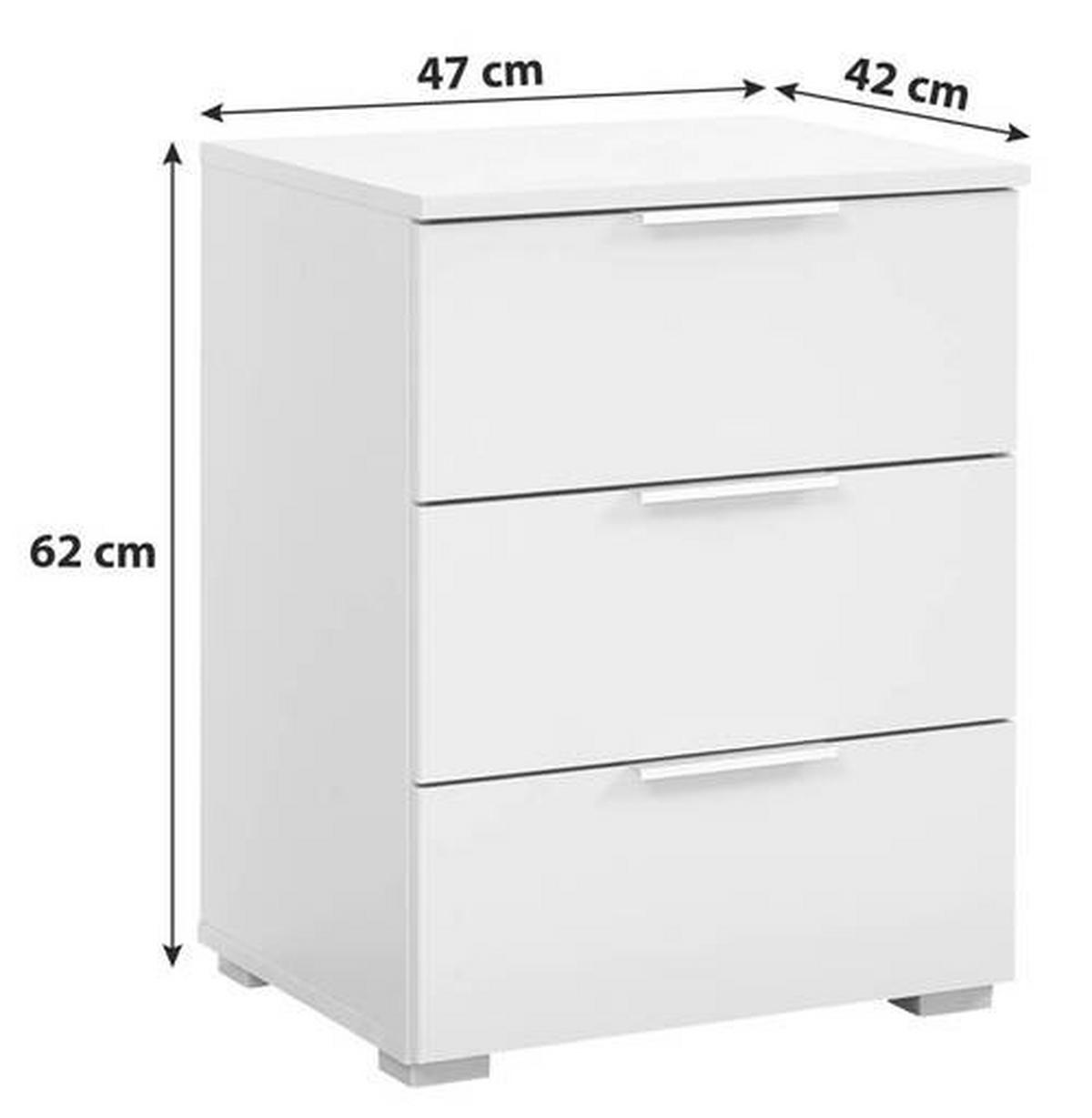 Nachtkästchen Weiß H: 62 Cm Alabama - Alufarben/Weiß, MODERN, Holzwerkstoff (47/62/42cm) - Rauch Möbel