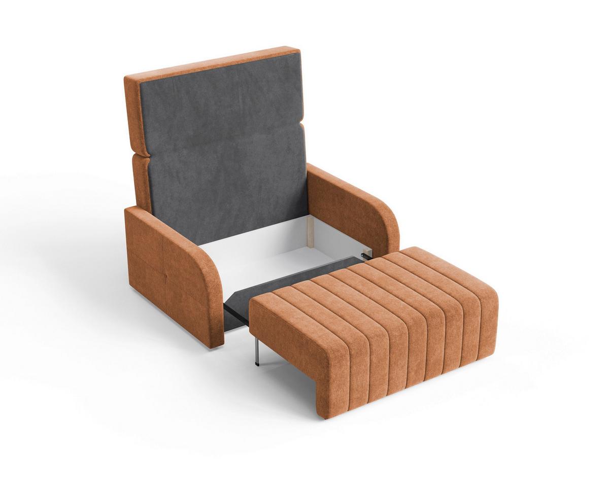 Schlafsofa Alaska Rostfarben, B: 141 cm - Rostfarben/Schwarz, Design, Textil (141/90/104cm) - MID.YOU