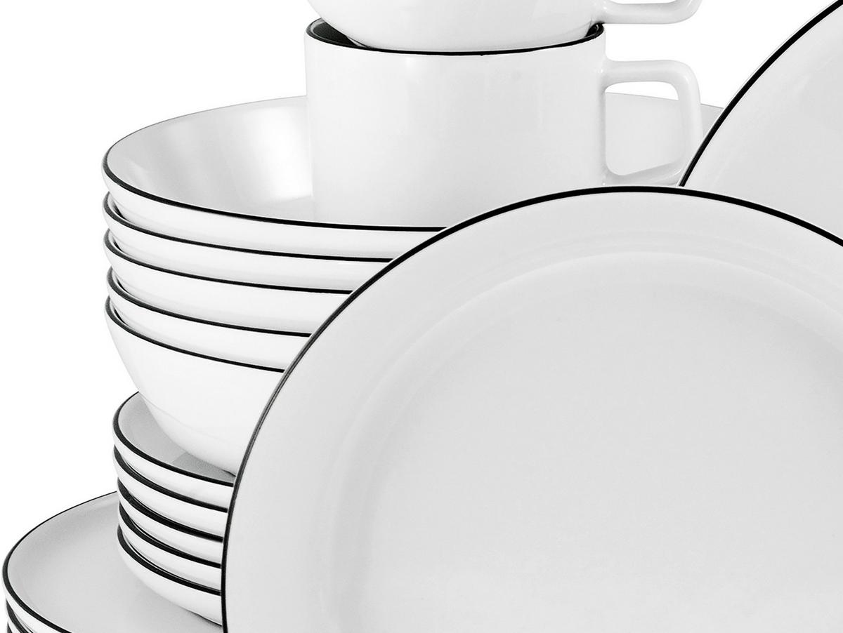 Kombiservice Chef Collection 30--Teilig. Schwarz , Weiß - Grauweiß/Schwarz, Basics, Keramik - Creatable