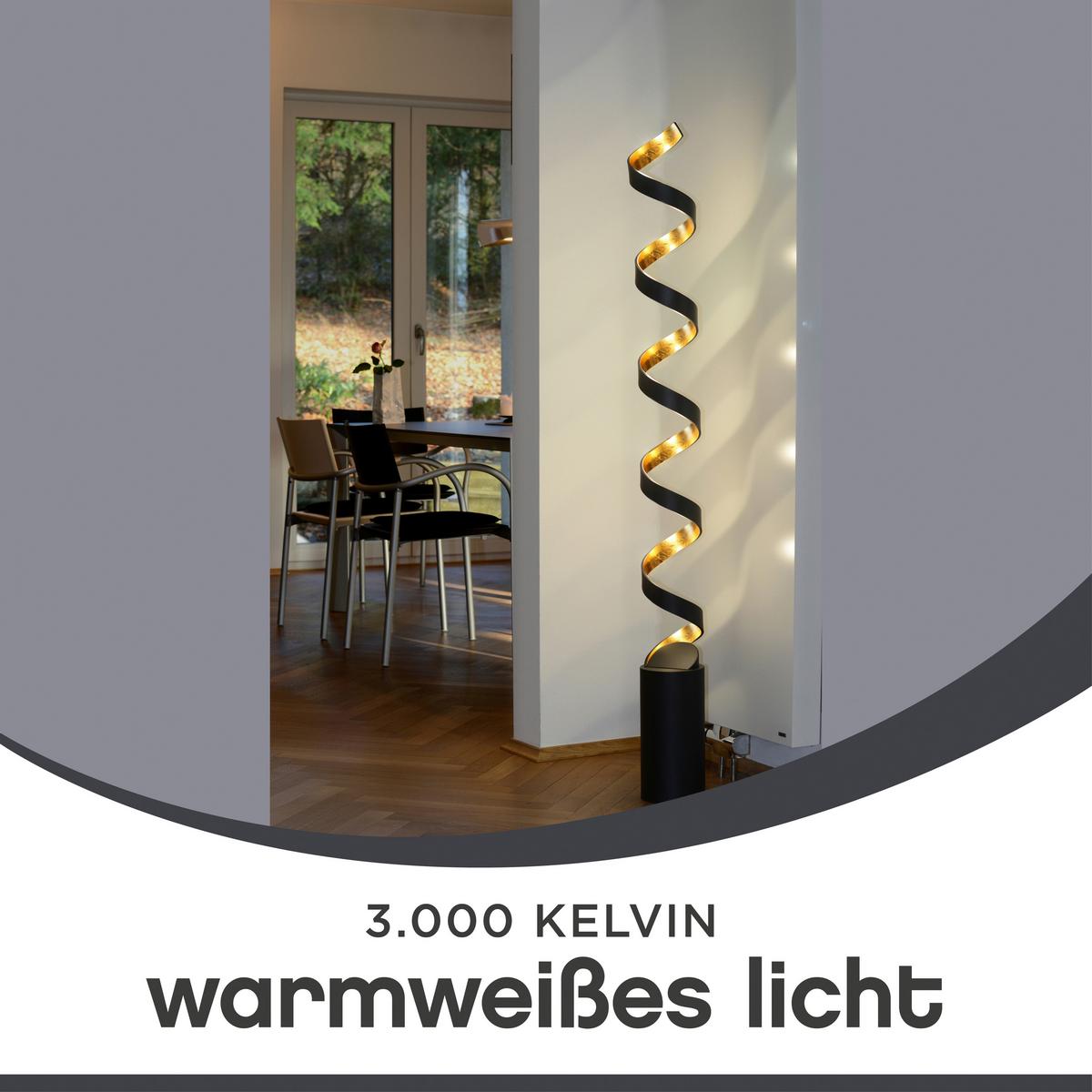 Led-stehlampe Helix Schwarz / Goldfarben Spiralförmig - Goldfarben/Schwarz, Design, Metall (14,5/152cm)