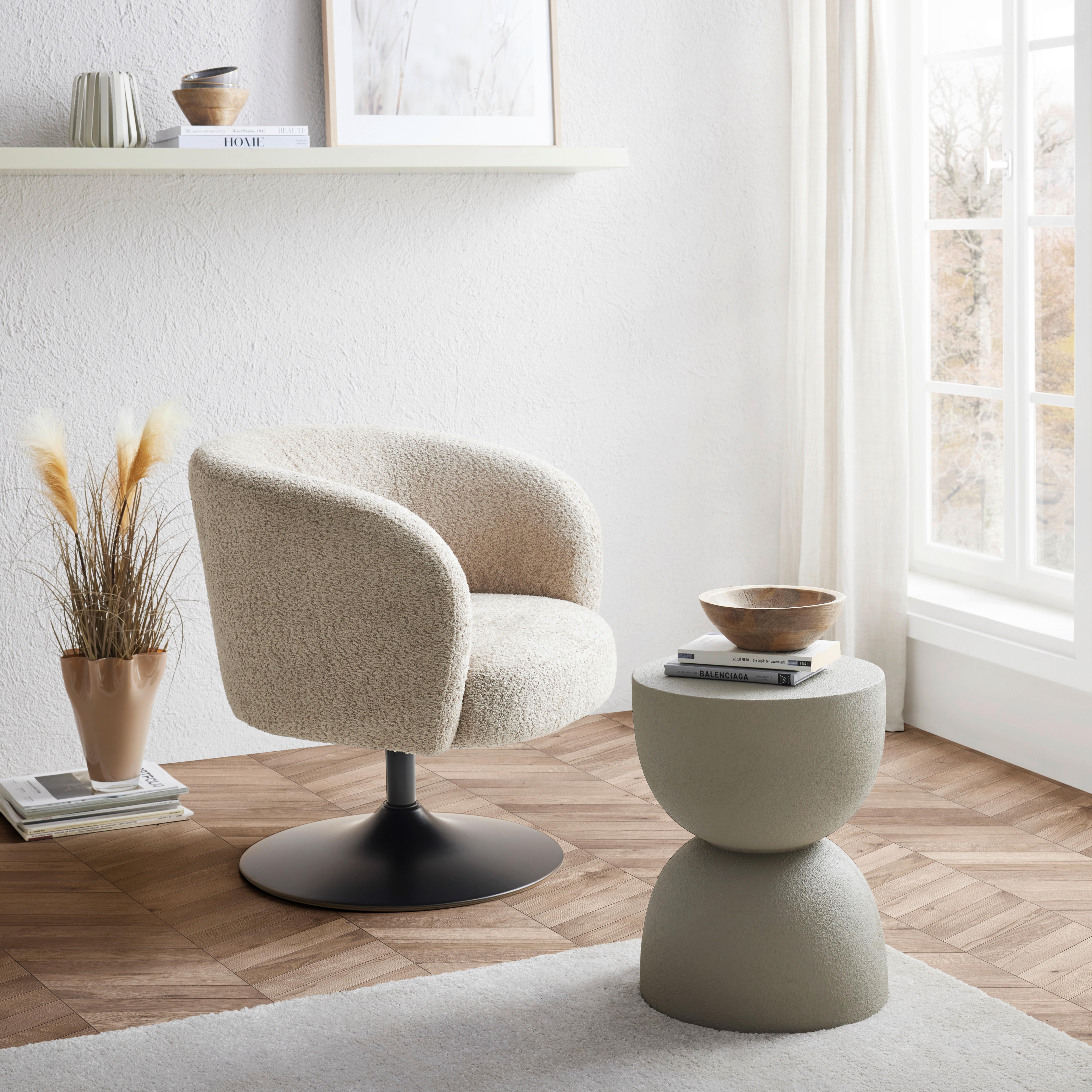 Hocker Tondo Steinoptik Hellgrau - šedohnědá, Moderní, kámen (34/45/34cm) - Premium Living
