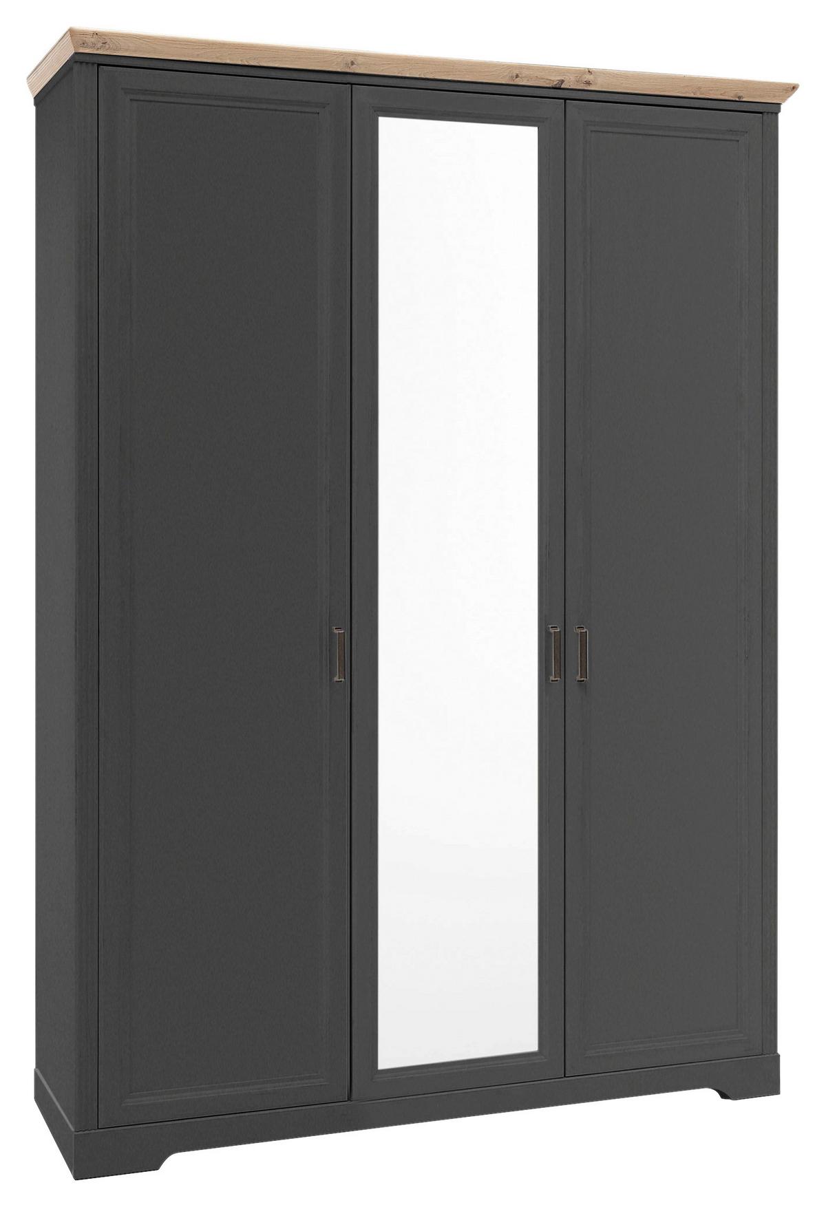 Drehtürenschrank Mit Spiegel 164cm Jasmin, Graphit/eiche - Graphitfarben/Eiche Artisan, LIFESTYLE, Holzwerkstoff (164/220/64cm)