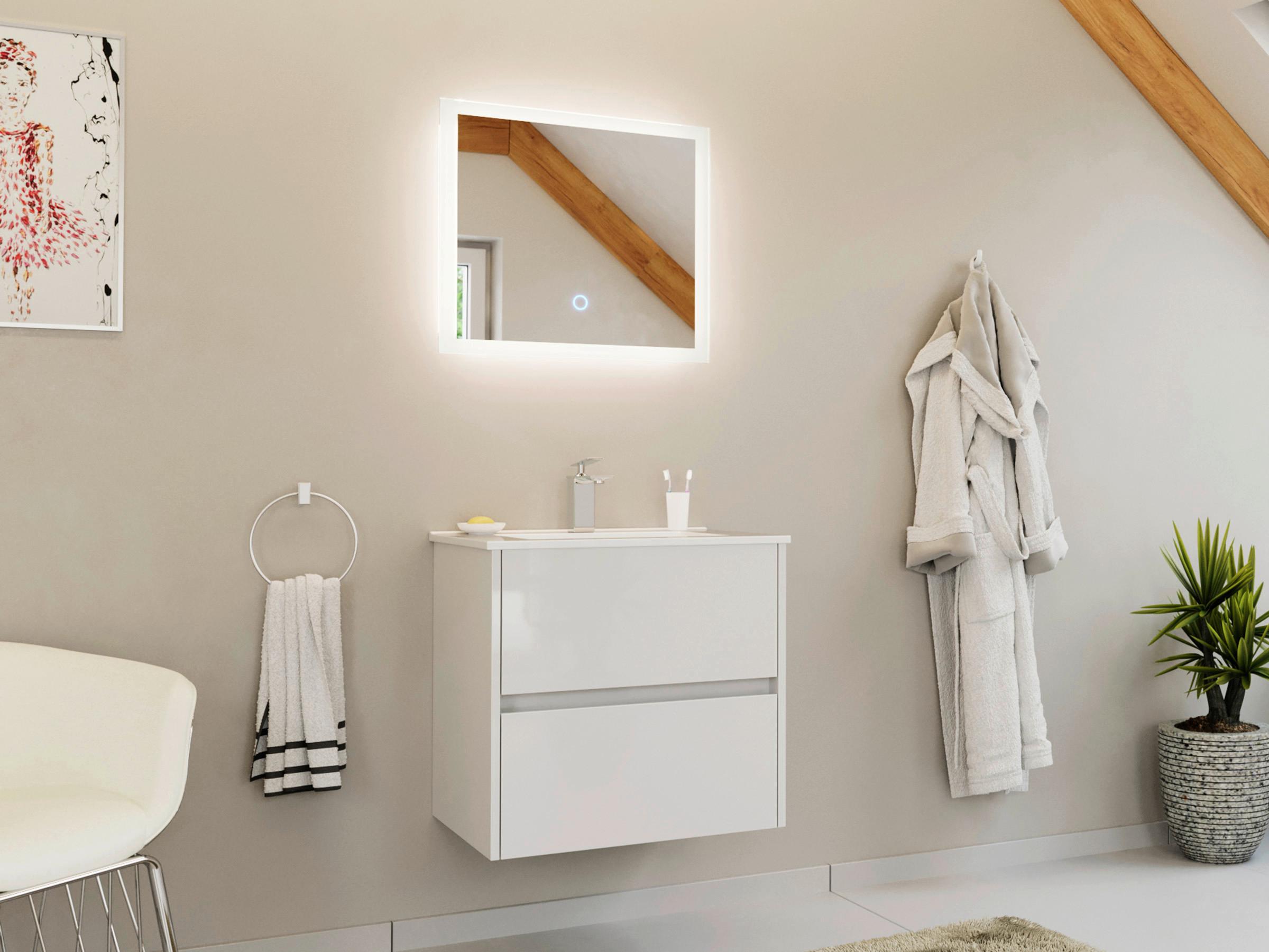 Badezimmer Limes Weiß Hochglanz B: 60cm - Weiß Hochglanz/Weiß, Basics, Keramik/Holzwerkstoff (60cm) - MID.YOU