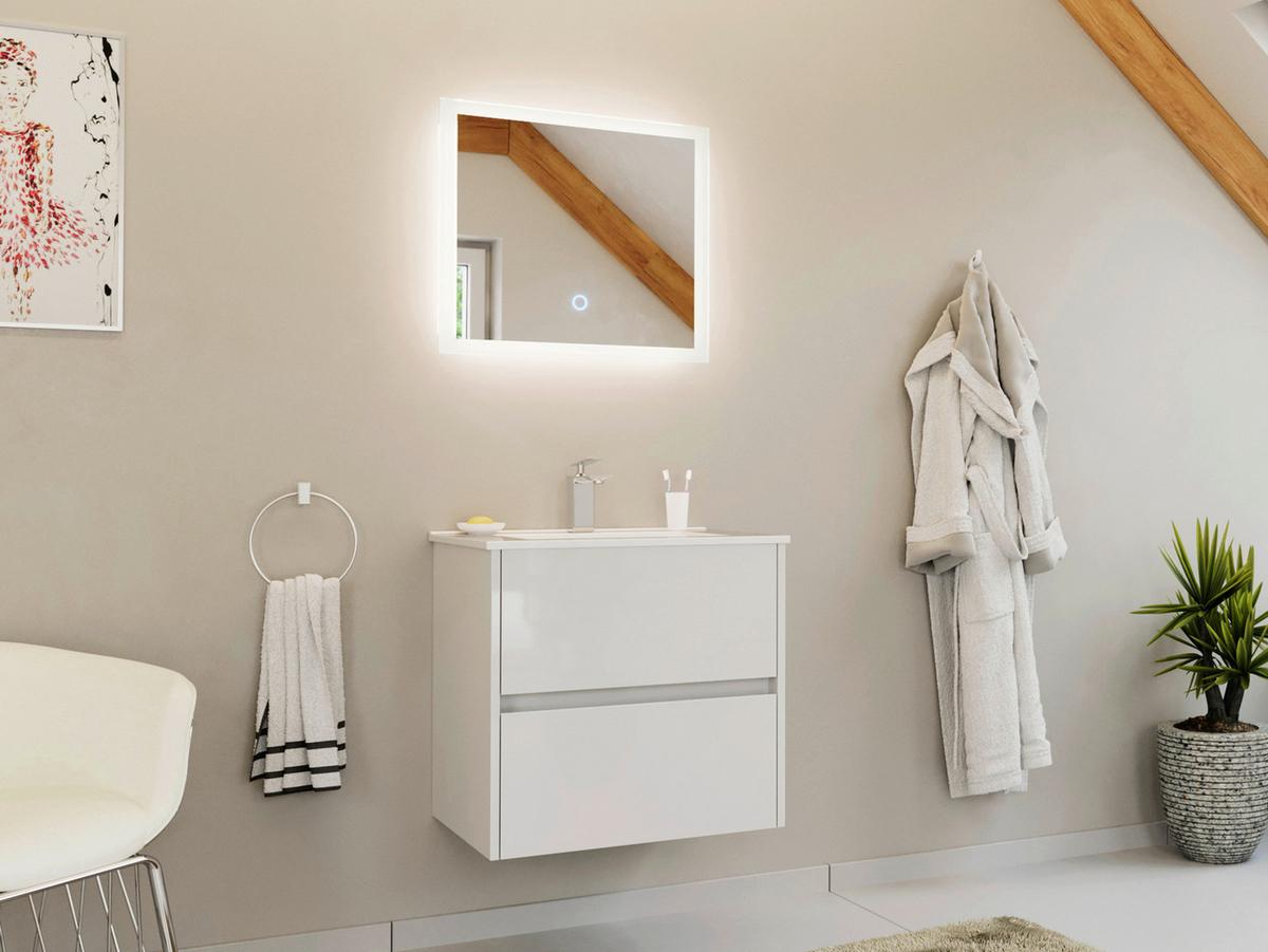 Badezimmer Limes Weiß Hochglanz B: 60cm - Weiß Hochglanz/Weiß, Basics, Keramik/Holzwerkstoff (60cm) - MID.YOU