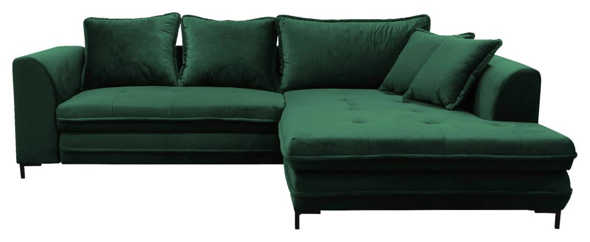 Ecksofa mit Schlaffunktion Bello Ottomane Rechts Grün - Schwarz/Grün, Design, Textil (277/187cm) - Livetastic