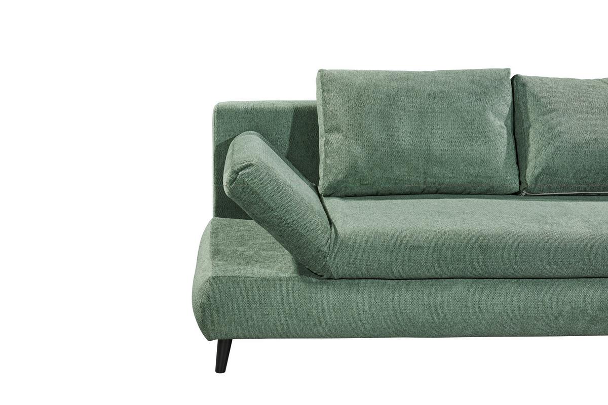 Schlafsofa Sunny 3dl Grün B: 212 Cm - Schwarz/Grün, KONVENTIONELL, Holzwerkstoff/Textil (212/88/101cm) - MID.YOU