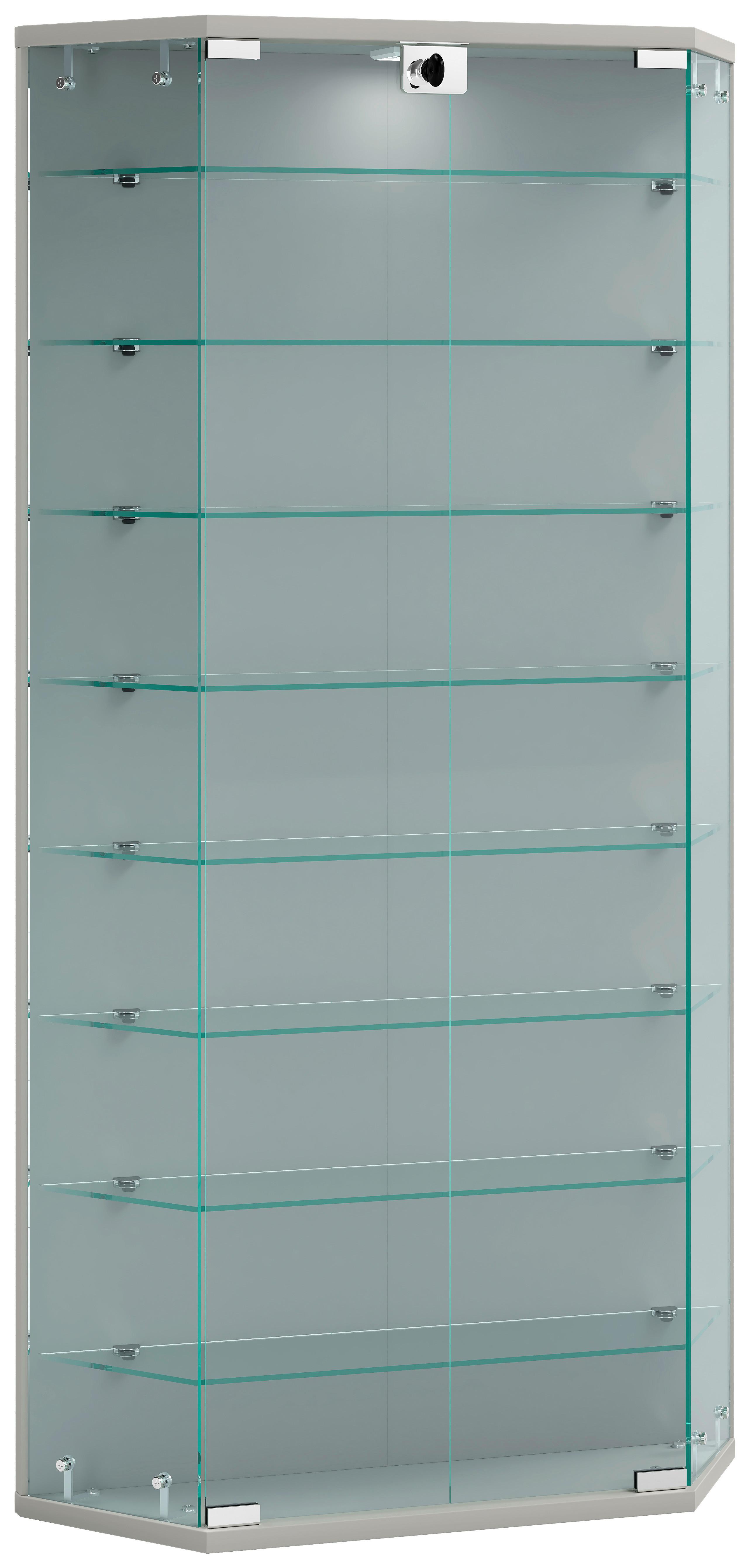 Vitrine Benila Silberfarben B: 83 cm - Transparent/Silberfarben, Design, Glas/Holzwerkstoff (83/114/17cm) - MID.YOU