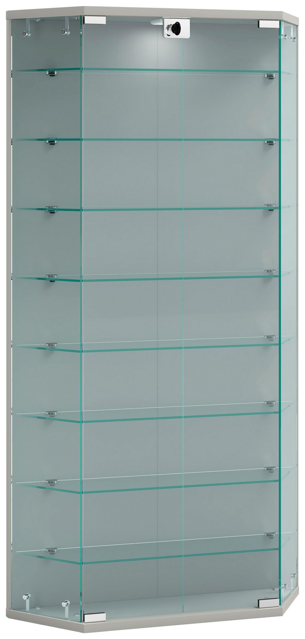 Vitrine Benila Silberfarben B: 83 cm - Transparent/Silberfarben, Design, Glas/Holzwerkstoff (83/114/17cm) - MID.YOU