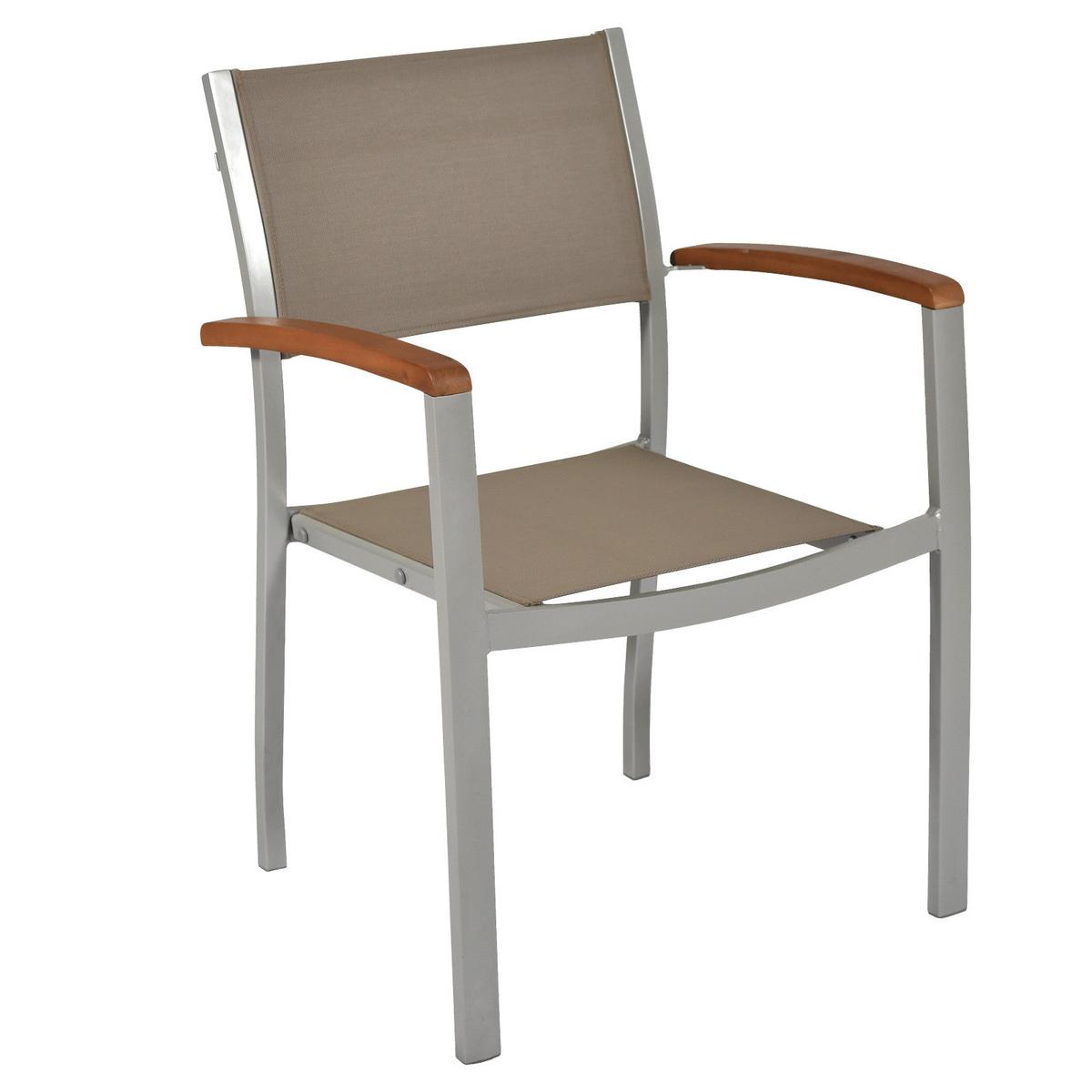 Gartengarnitur 7-tlg. Naxos Akazie/aluminium - Silberfarben/Grau, ROMANTIK / LANDHAUS, Holz/Textil - Gardenson