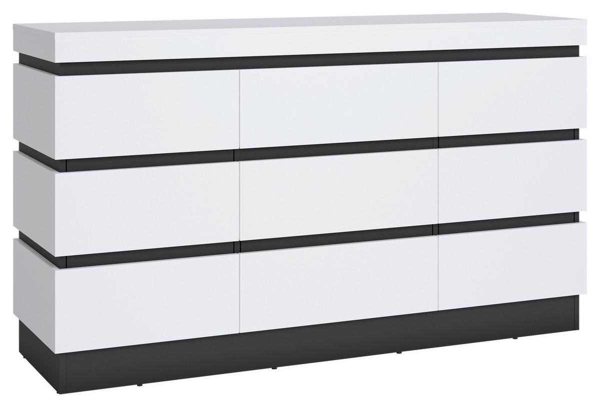 Sideboard Campania Anthrazit, Weiß B: 160,8 Cm - Anthrazit/Weiß, Trend, Holzwerkstoff (160,8/92,5/45cm)