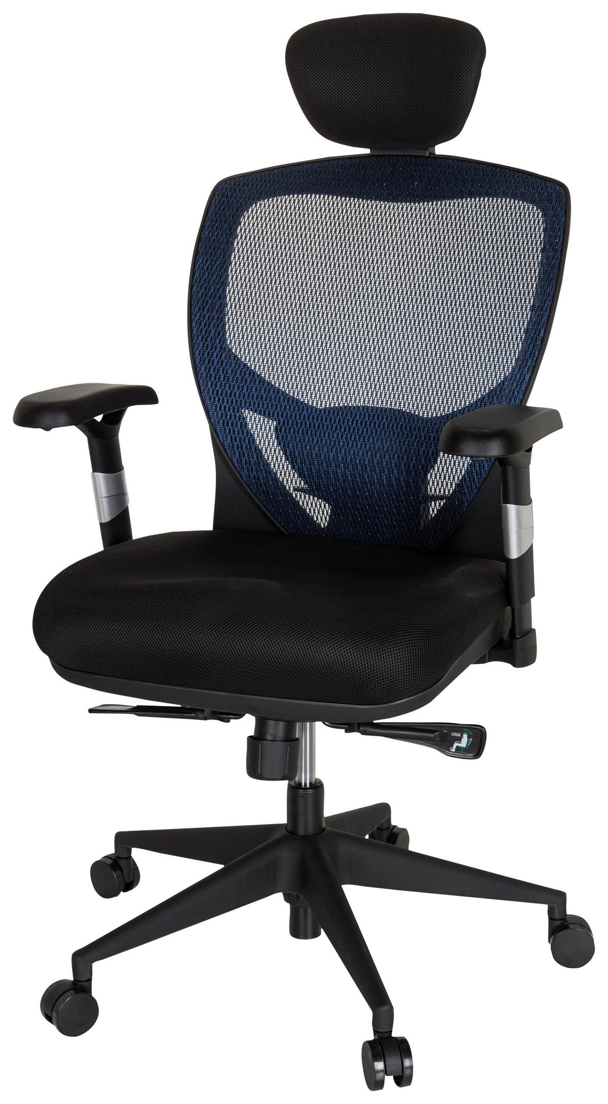 Bürostuhl Venus Base Blau/schwarz Bis 120 Kg - Blau/Schwarz, Basics, Kunststoff/Textil (66/117/65cm) - MID.YOU