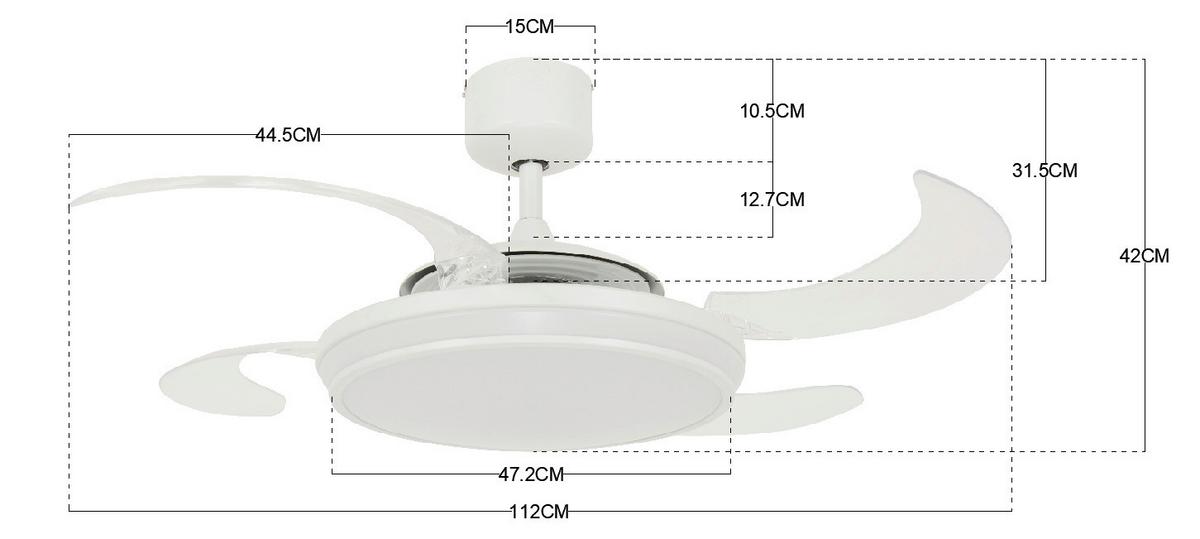 Deckenventilator Fanaway Weiß 4 Kunststoffflügel,led-Leuchte - Klar/Weiß, Basics, Kunststoff/Metall (122/41cm) - P & B