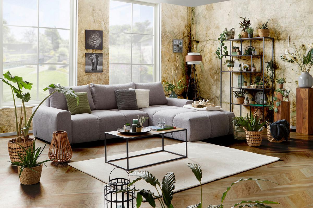 Ecksofa mit Schlaffunktion + Bettkasten Atlantic Grau - Schwarz/Grau, Design, Textil (305/214cm) - Luca Bessoni