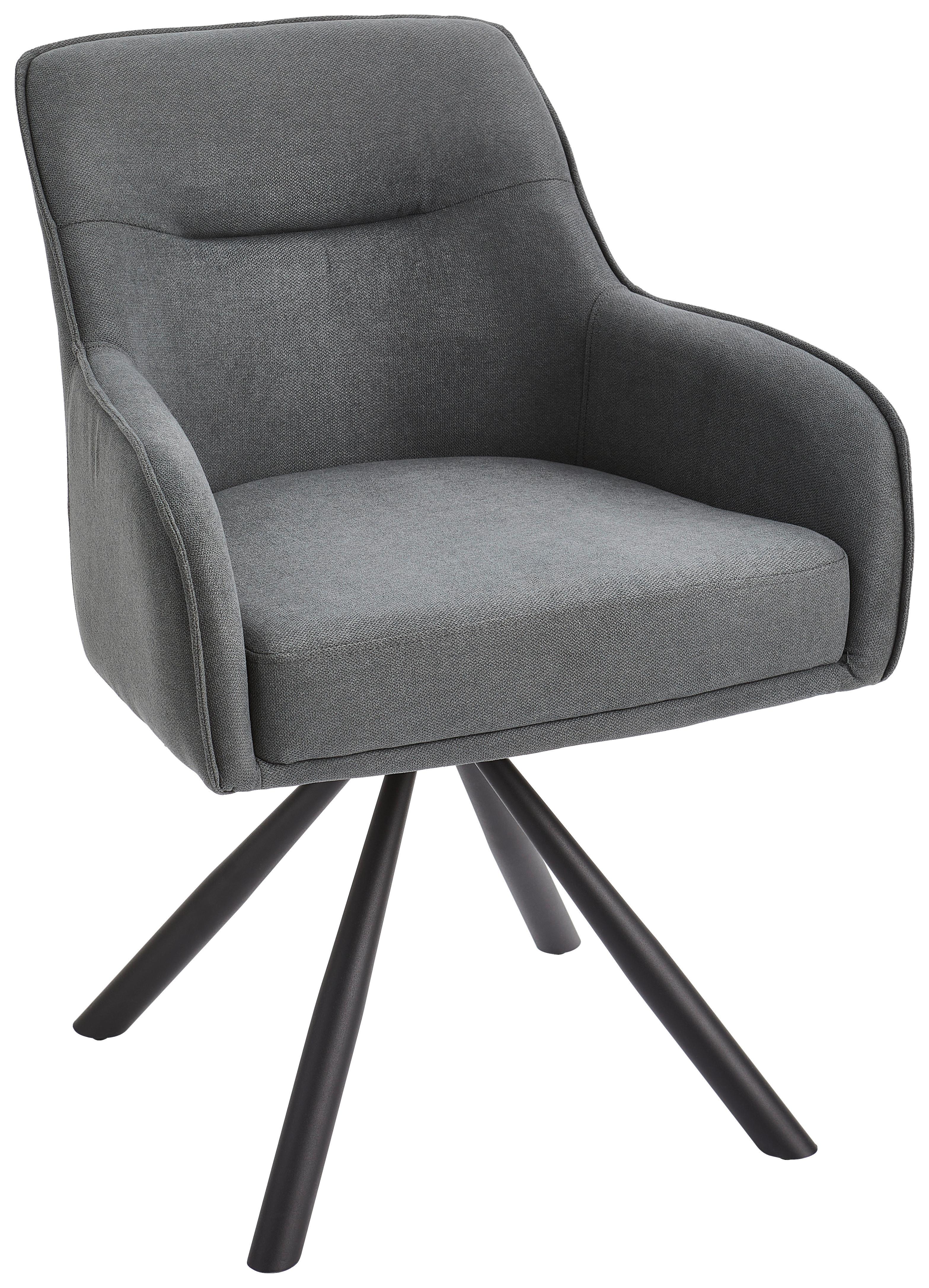 Armlehnstuhl Anna Grau B: 62 Cm - Schwarz/Grau, MODERN, Textil/Metall (62/84/62cm) - Livetastic