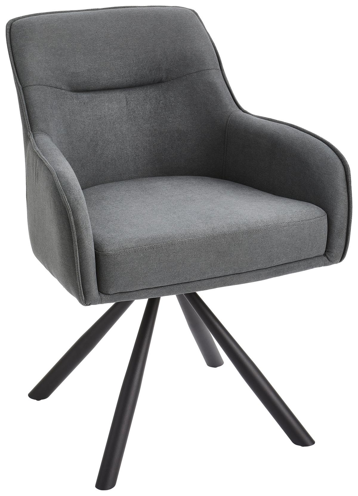 Armlehnstuhl Anna Grau B: 62 Cm - Schwarz/Grau, MODERN, Textil/Metall (62/84/62cm) - Livetastic