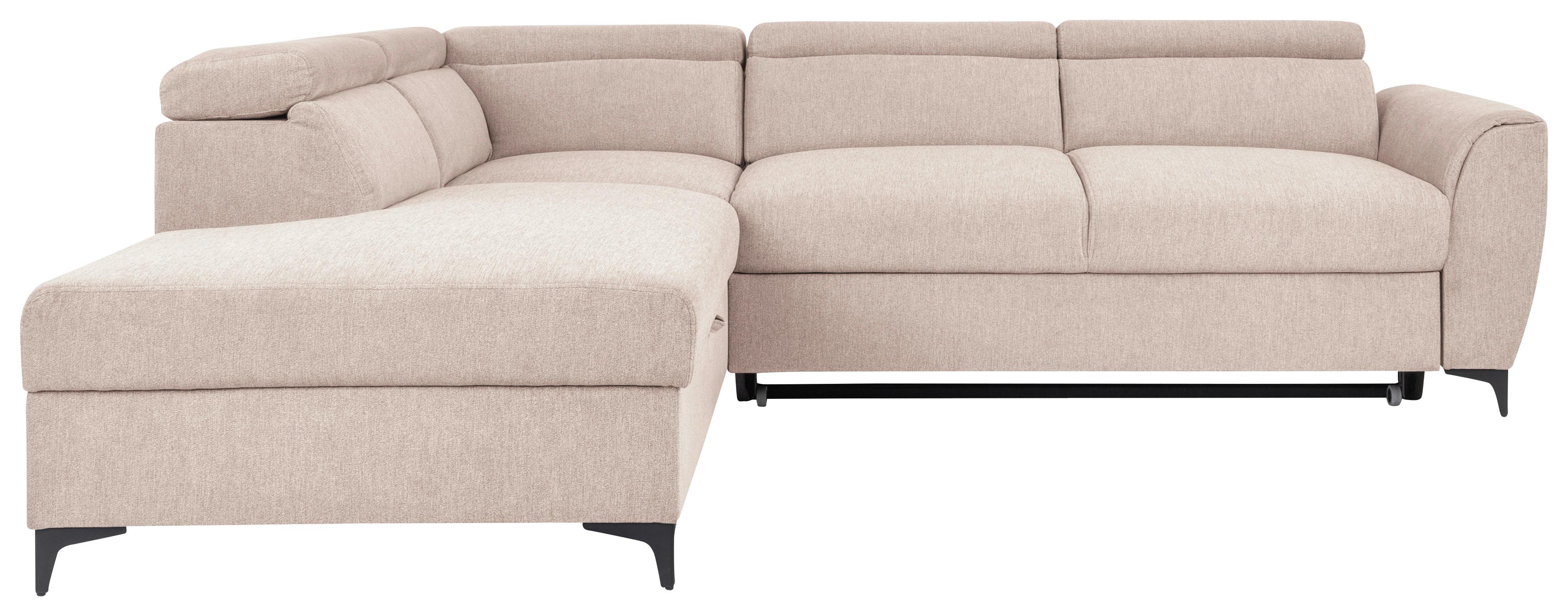 Ecksofa Lapis Creme S: 217/255 cm - Creme/Schwarz, KONVENTIONELL, Textil (217/255cm) - MID.YOU