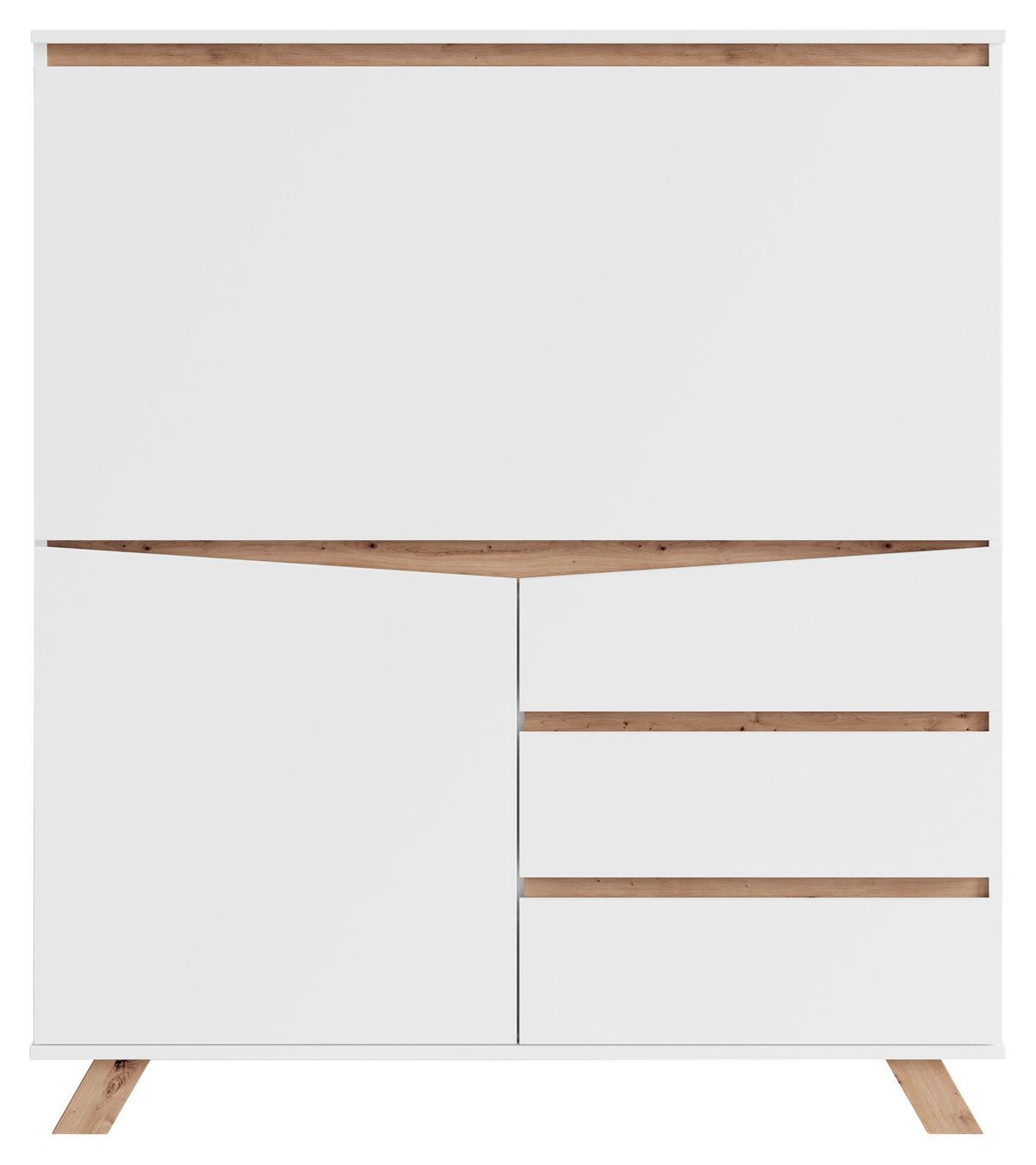 Sekretär Valtentin - Weiß/Sonoma Eiche, MODERN, Holzwerkstoff (120/127/38cm) - MID.YOU