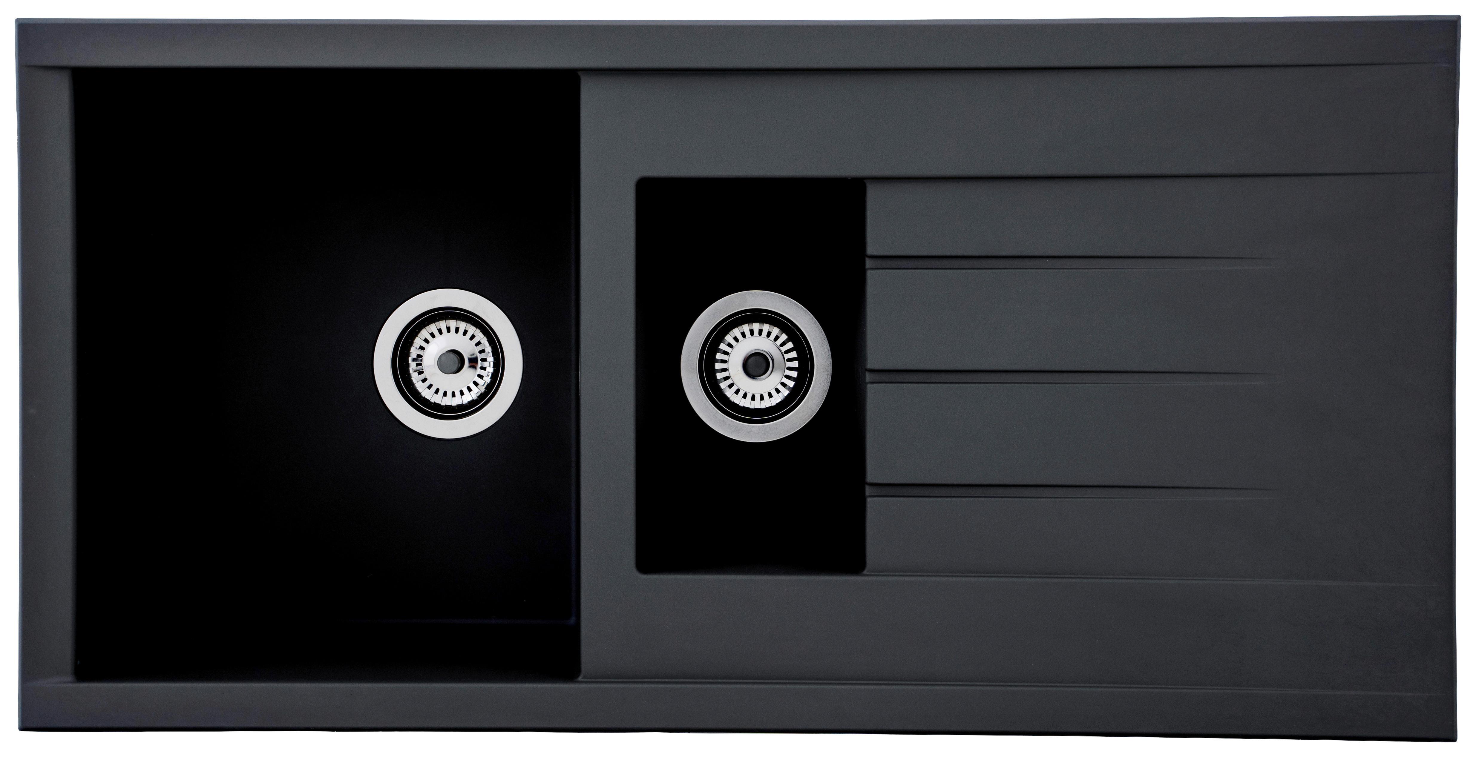 Spüle Respekta Houston Kunststein Bxt: 100x50 cm - Schwarz, Trend, Glas/Kunststoff (100/21/50cm) - Respekta