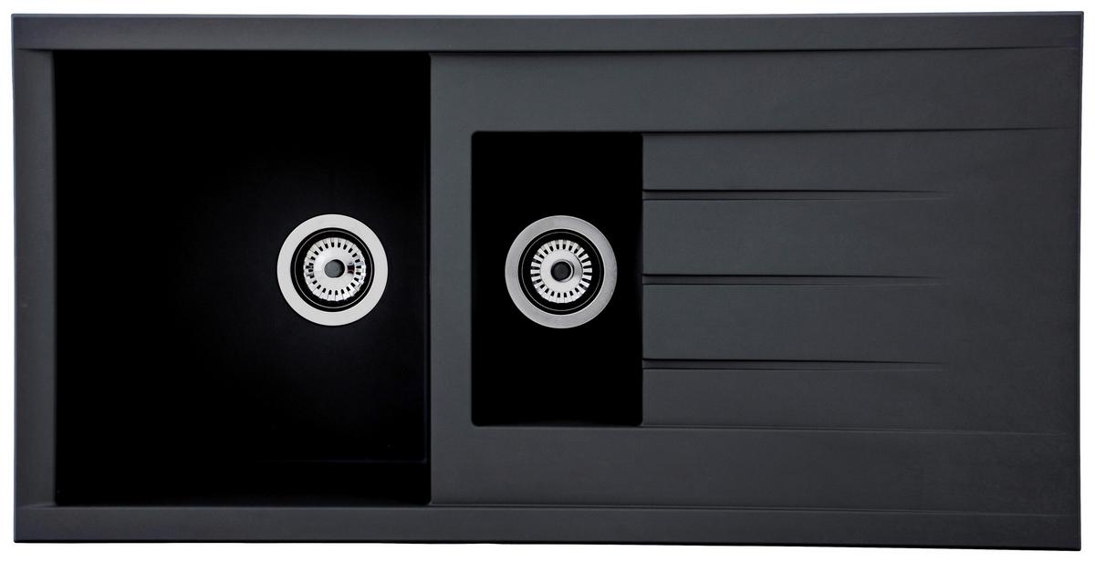 Spüle Respekta Houston Kunststein Bxt: 100x50 cm - Schwarz, Trend, Glas/Kunststoff (100/21/50cm) - Respekta